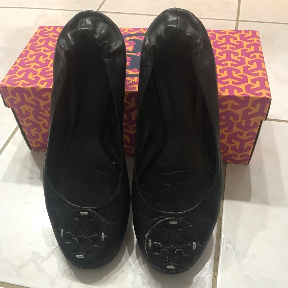 Tory Burch Black Reva Ballet-Leather Shoes